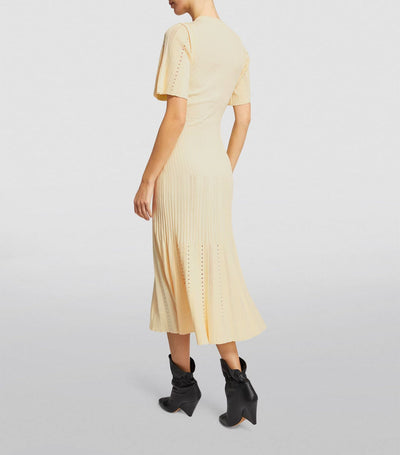 Sandro Fine-knit midi dress with openwork design yellow